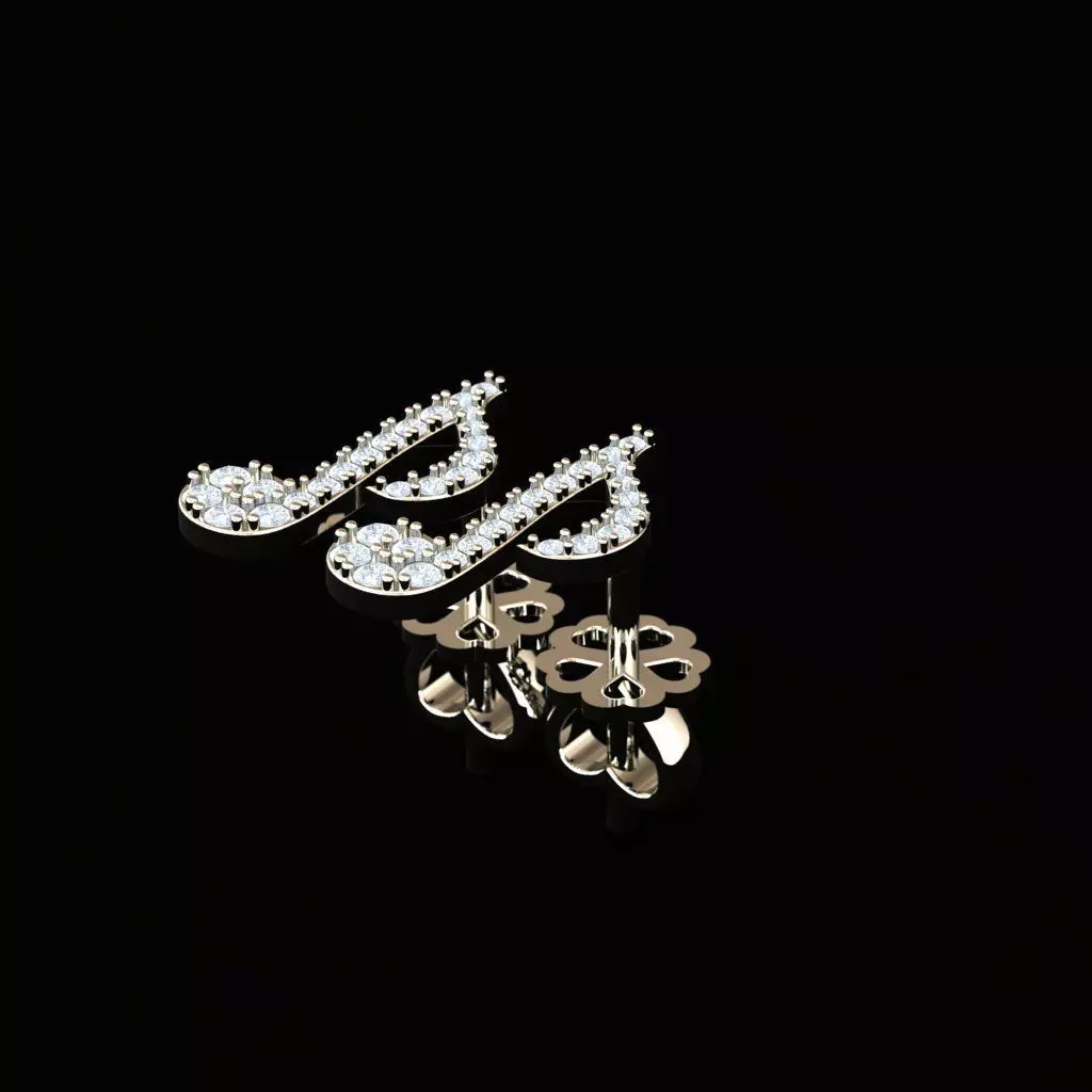 The Emerald-Cut Halo Drop Earrings 3D print model_0