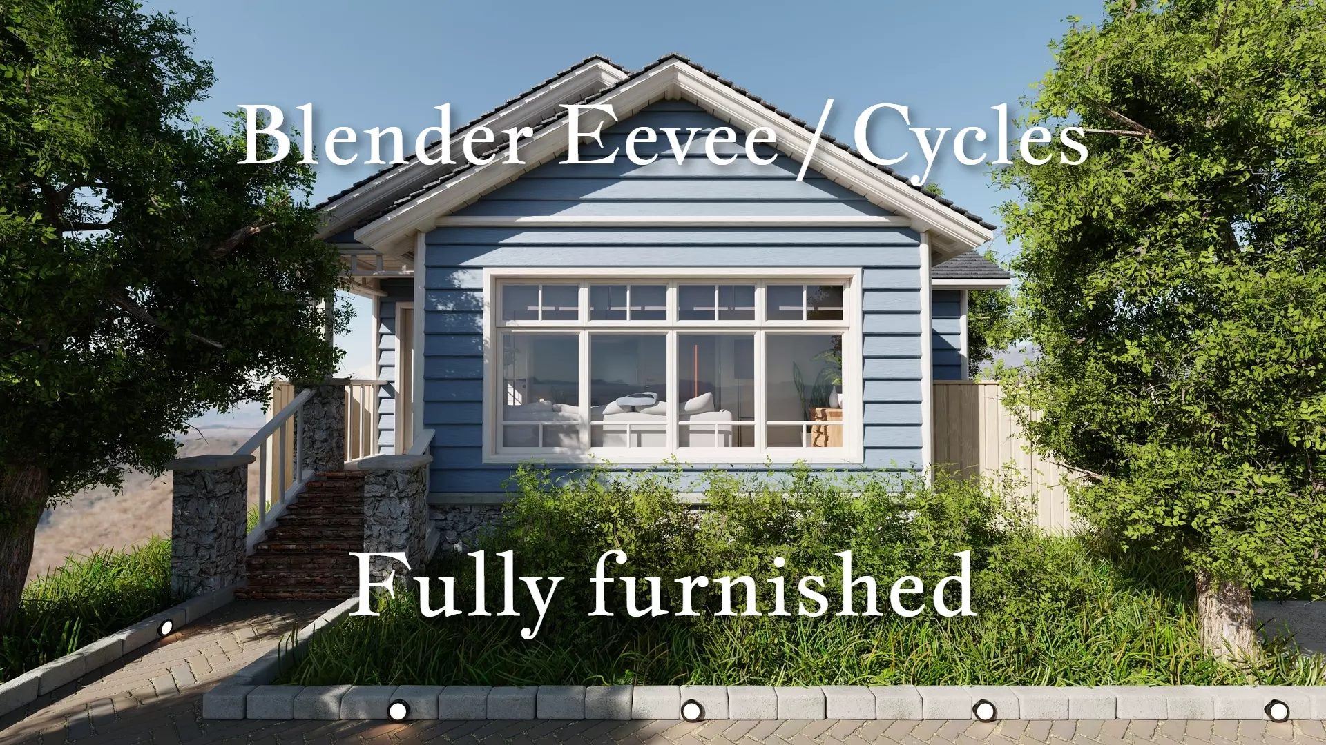 Modular Classic Style American House 3 Free low-poly 3D model_0