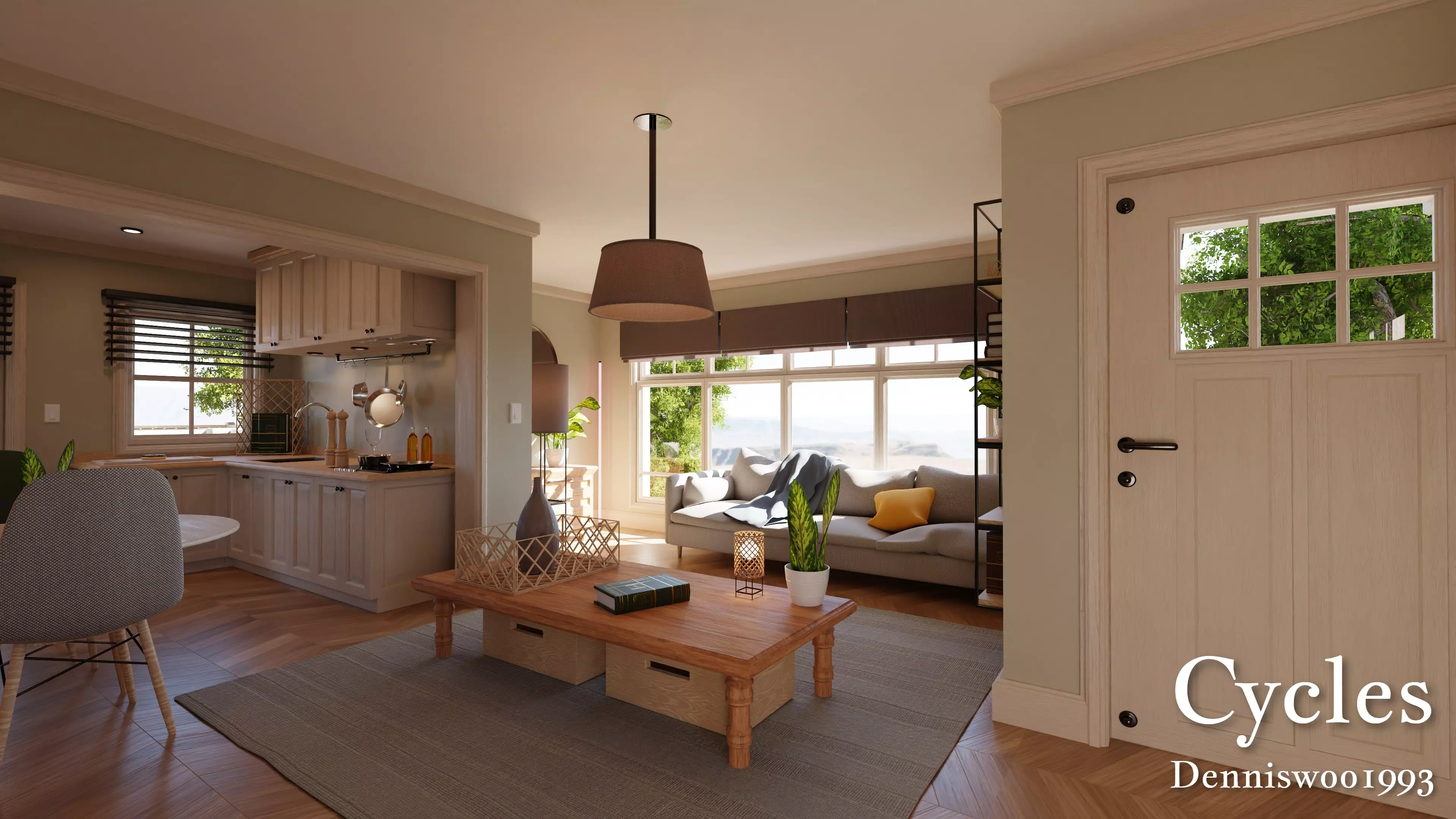 Modular Classic Style American House 3 Free low-poly 3D model_1