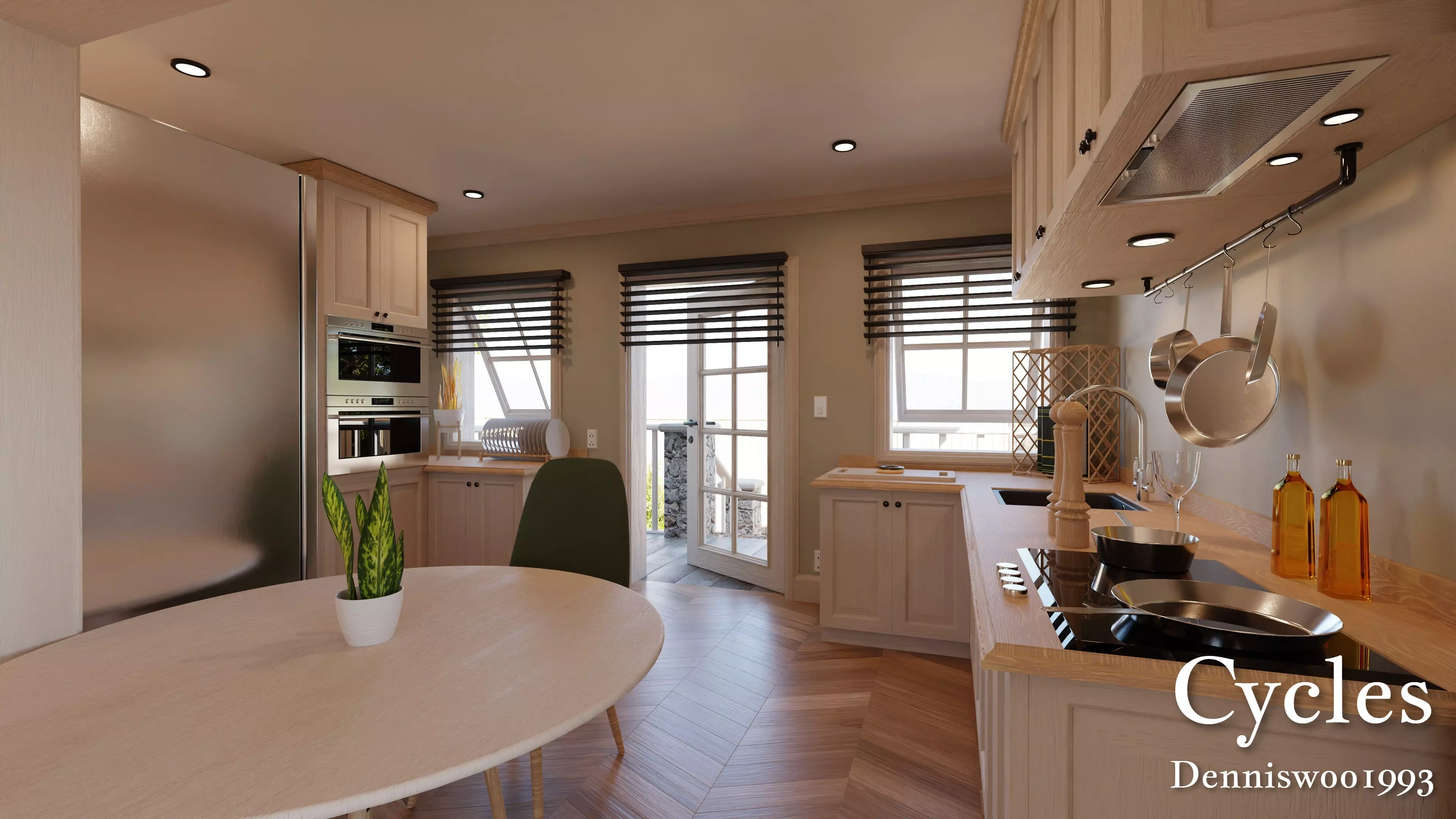 Modular Classic Style American House 3 Free low-poly 3D model_2