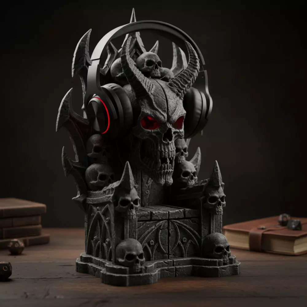 Skull Chair Gaming Headset Stand 3D print model_0