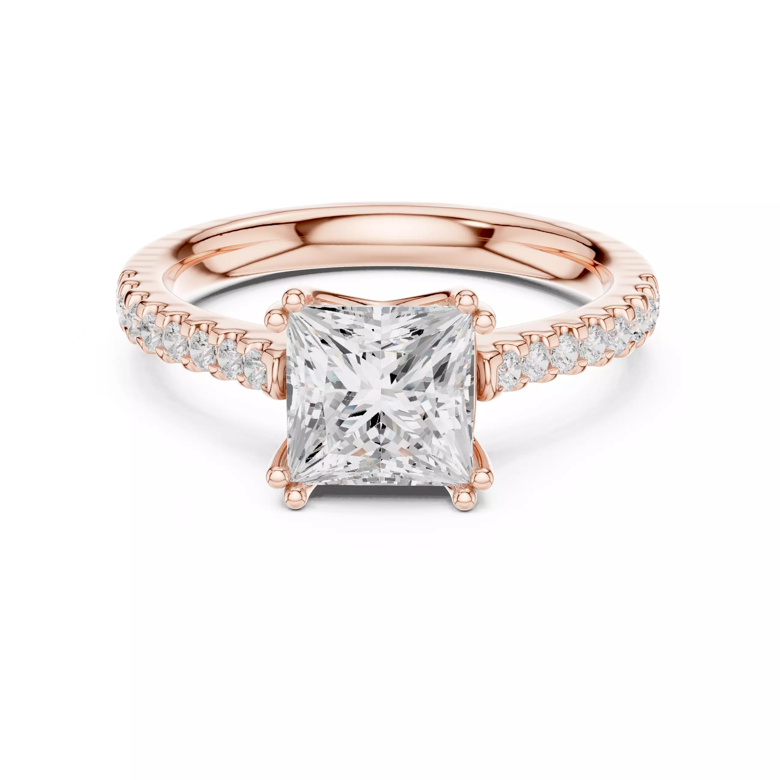 2CT Princess Cut Diamond Engagement Ring ALL SIZES STL Video 3D print model