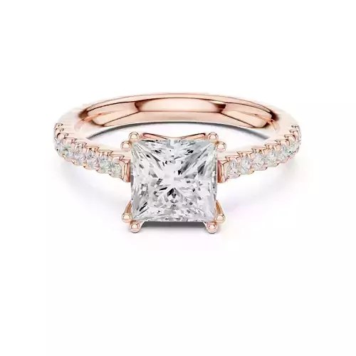 2CT Princess Cut Diamond Engagement Ring ALL SIZES STL Video