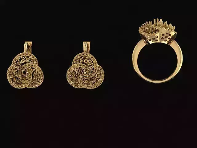 Set Ring and Earrings for 3D Models