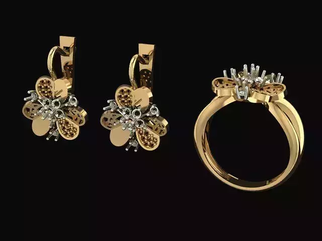 Set ring anf earrings f or 3D Models