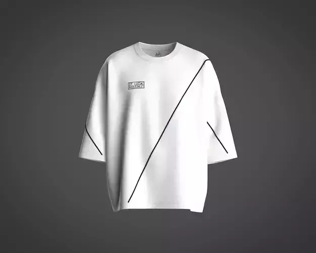 Mens oversized sporty t-shirt with contrast color piping