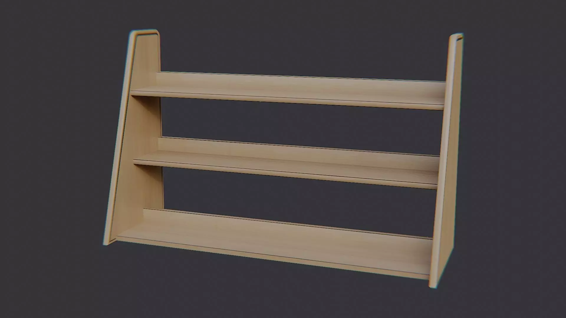 Wooden Crown Molding Shelf Display Low-poly 3D model_2