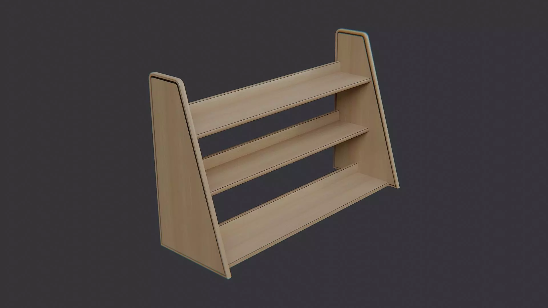 Wooden Crown Molding Shelf Display Low-poly 3D model_0