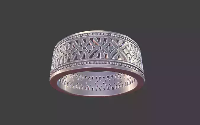 ornamental ring silver engraved detailed mens unisex ring v2