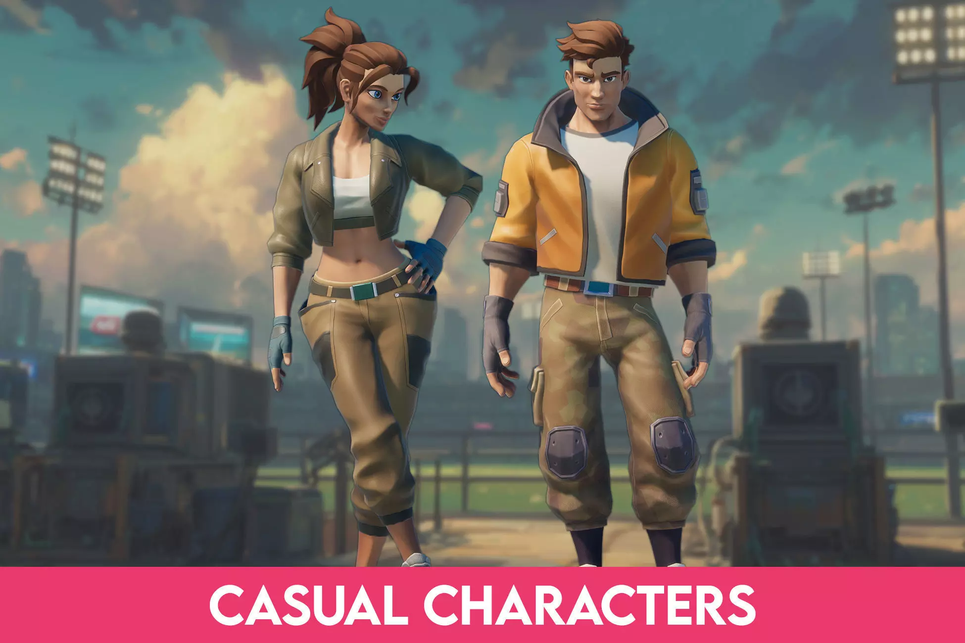 Stylized Casual Adventure Characters Low-poly 3D model_0