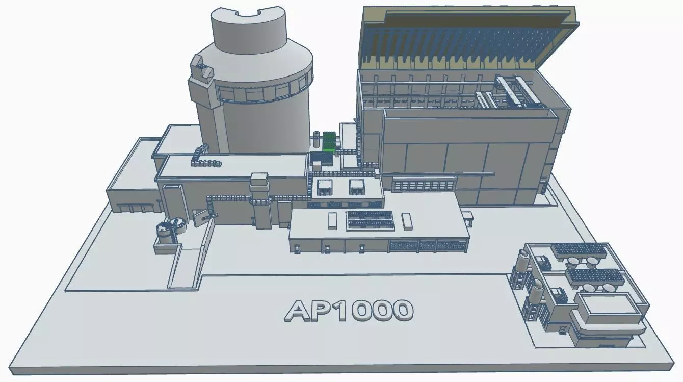 AP1000 Nuclear power plant 3D print model_0