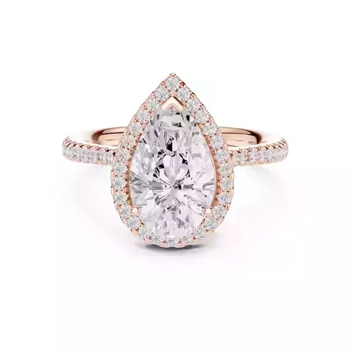 2CT Pear Cut Halo Diamond Engagement Ring ALL SIZES STL Video