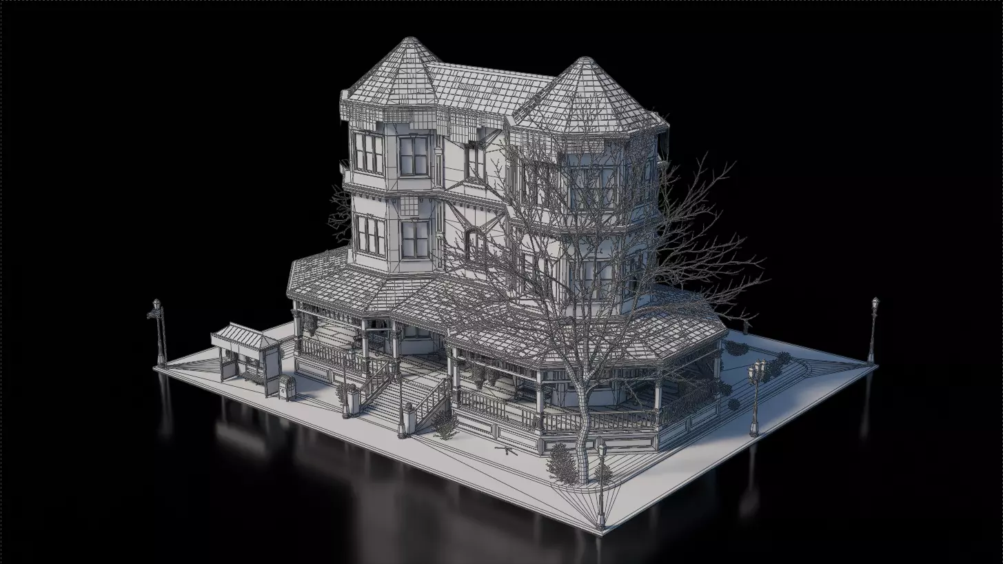 Dark Fantasy Building - Old Library 3D model_4