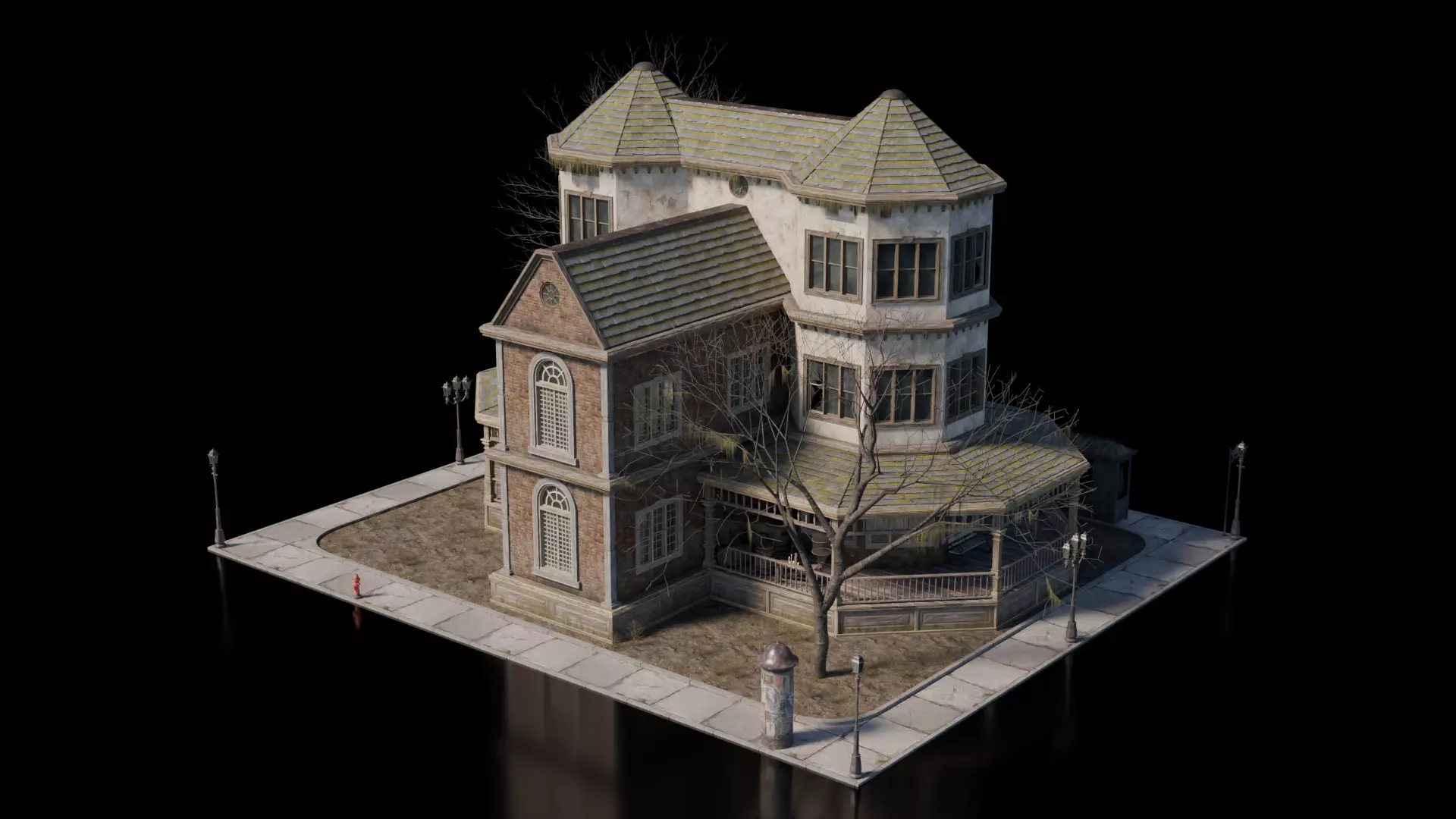Dark Fantasy Building - Old Library 3D model_1