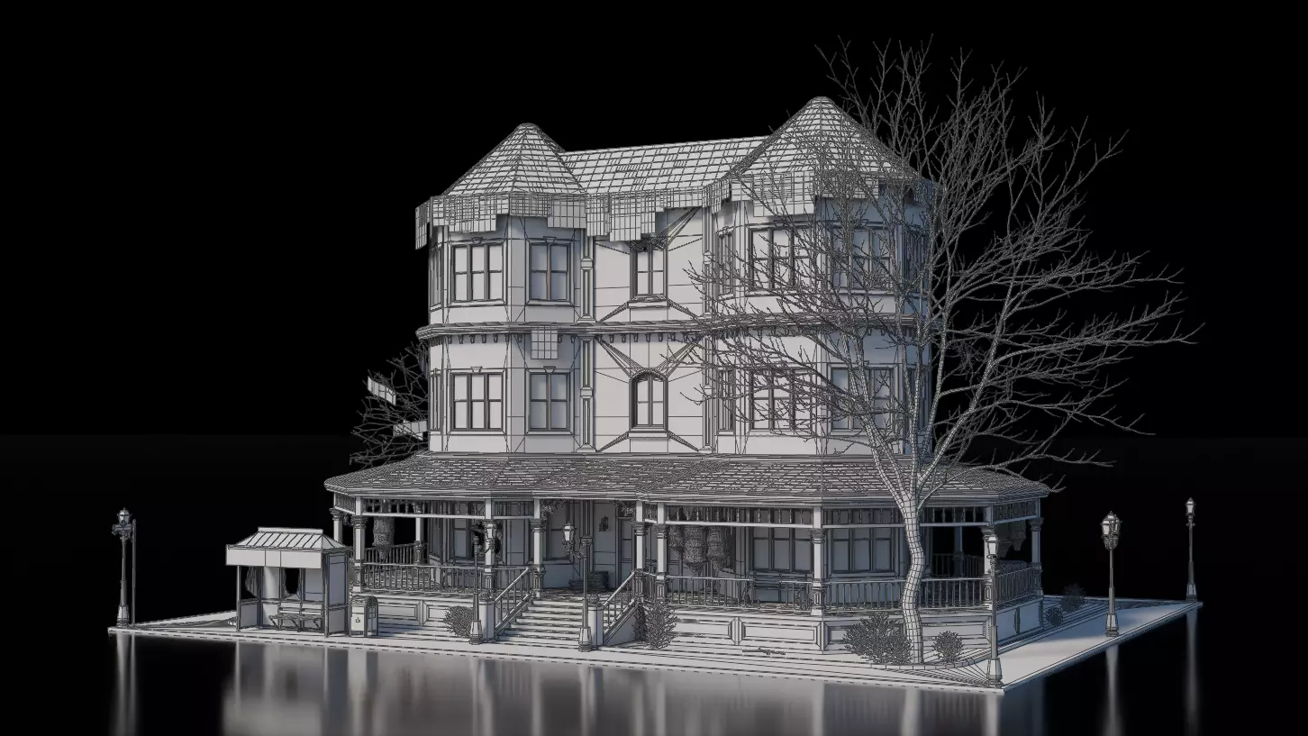 Dark Fantasy Building - Old Library 3D model_7