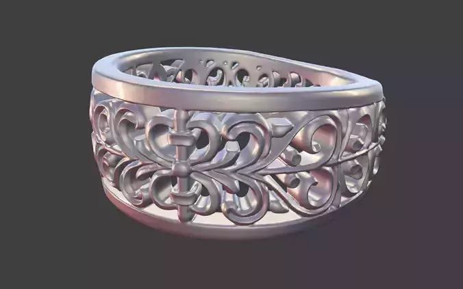 ornamental filigree ring silver engraved detailed band v3