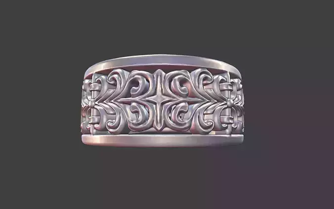 ornamental filigree ring silver engraved detailed ring v3