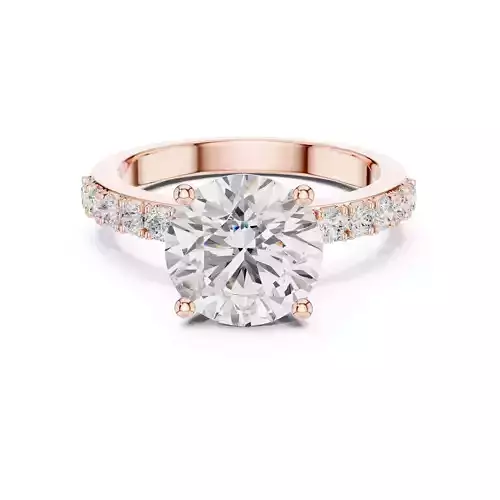 Round Cut Diamond Engagement Ring ALL SIZES STL Video 3D print model