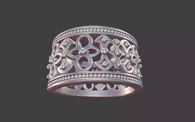 ornamental ring silver engraved band detailed mens unisex ring