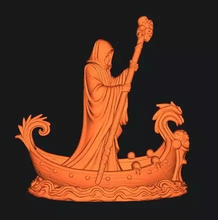 Death Arrived Gothic Boat Statue 3D print model_2