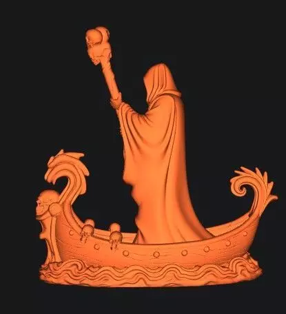 Death Arrived Gothic Boat Statue 3D print model_4