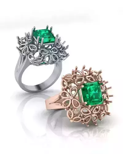 emerald square halo jewelry ring 