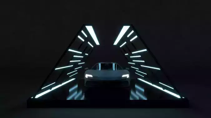 Futuristic Car Light Tunnel Showcase 