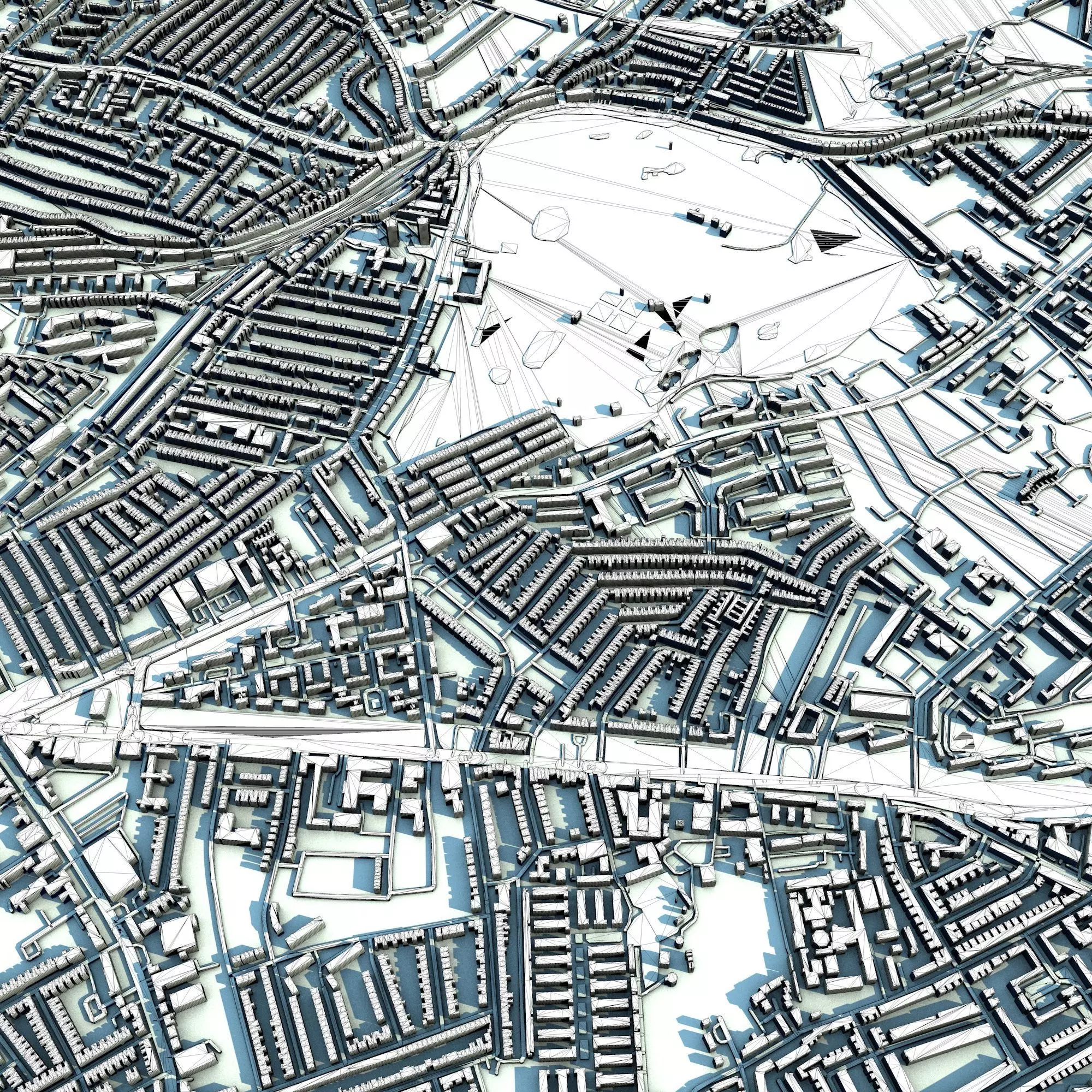 Brockwell Park London Victorian Park with Lido Gardens 3D model_7