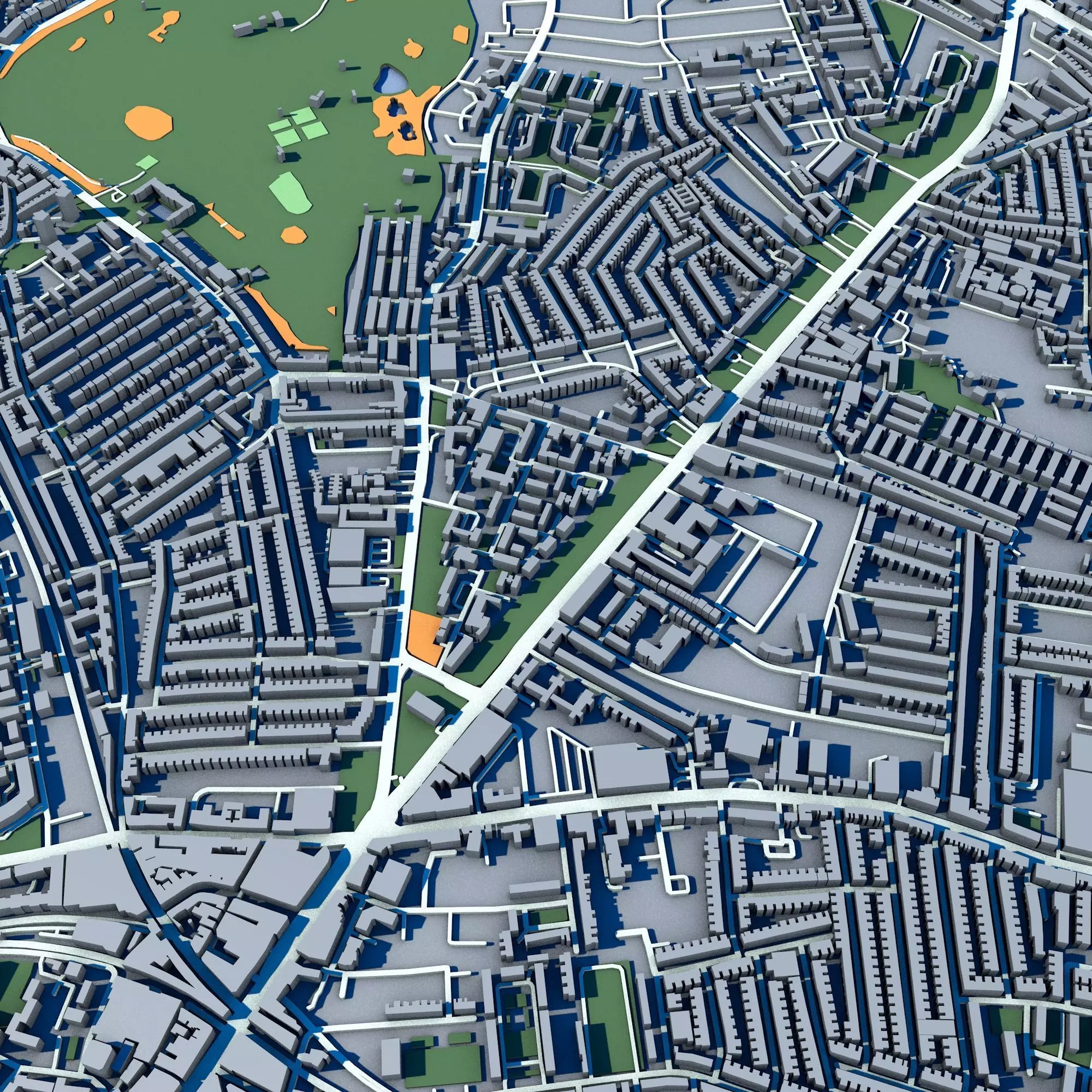 Brockwell Park London Victorian Park with Lido Gardens 3D model_5