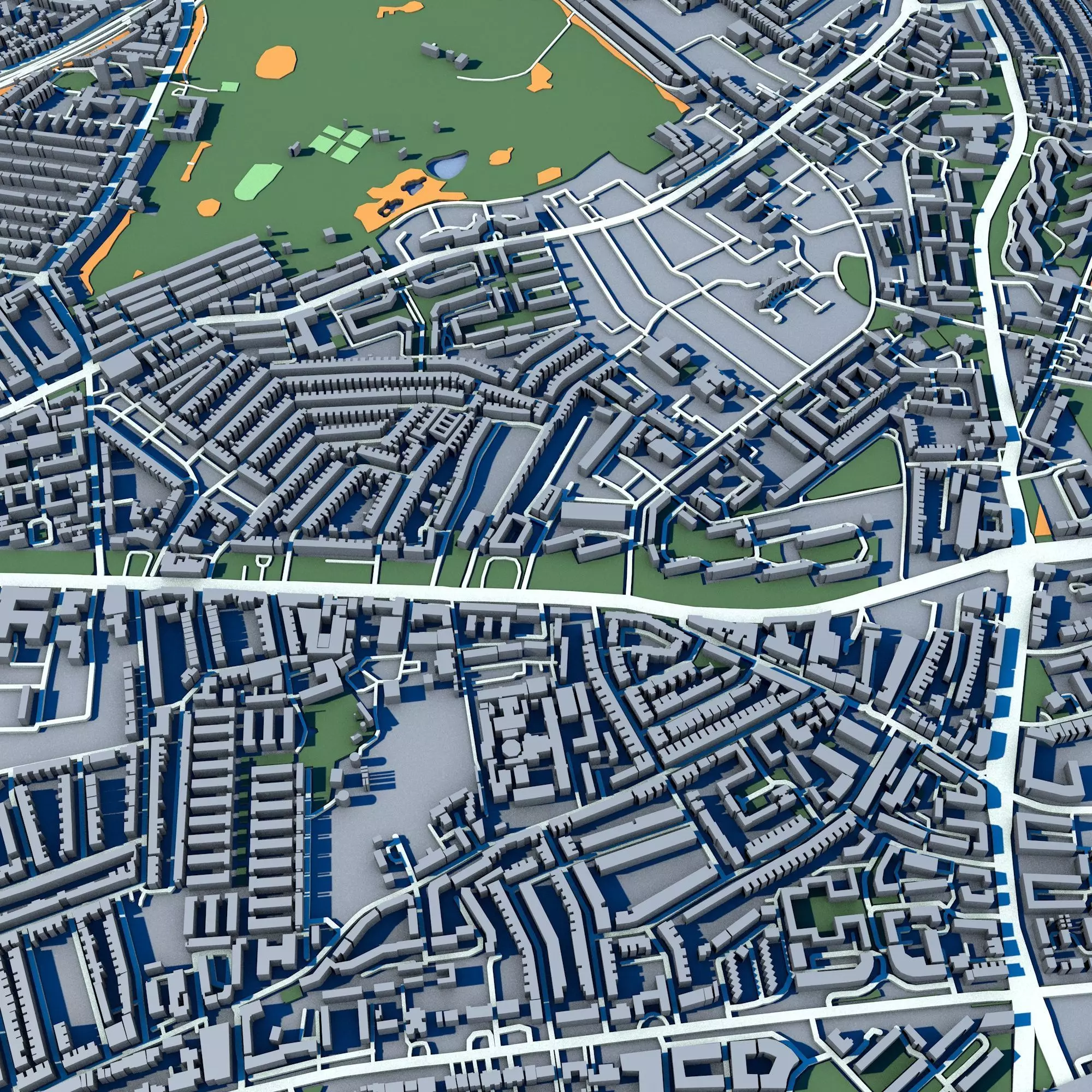 Brockwell Park London Victorian Park with Lido Gardens 3D model_6