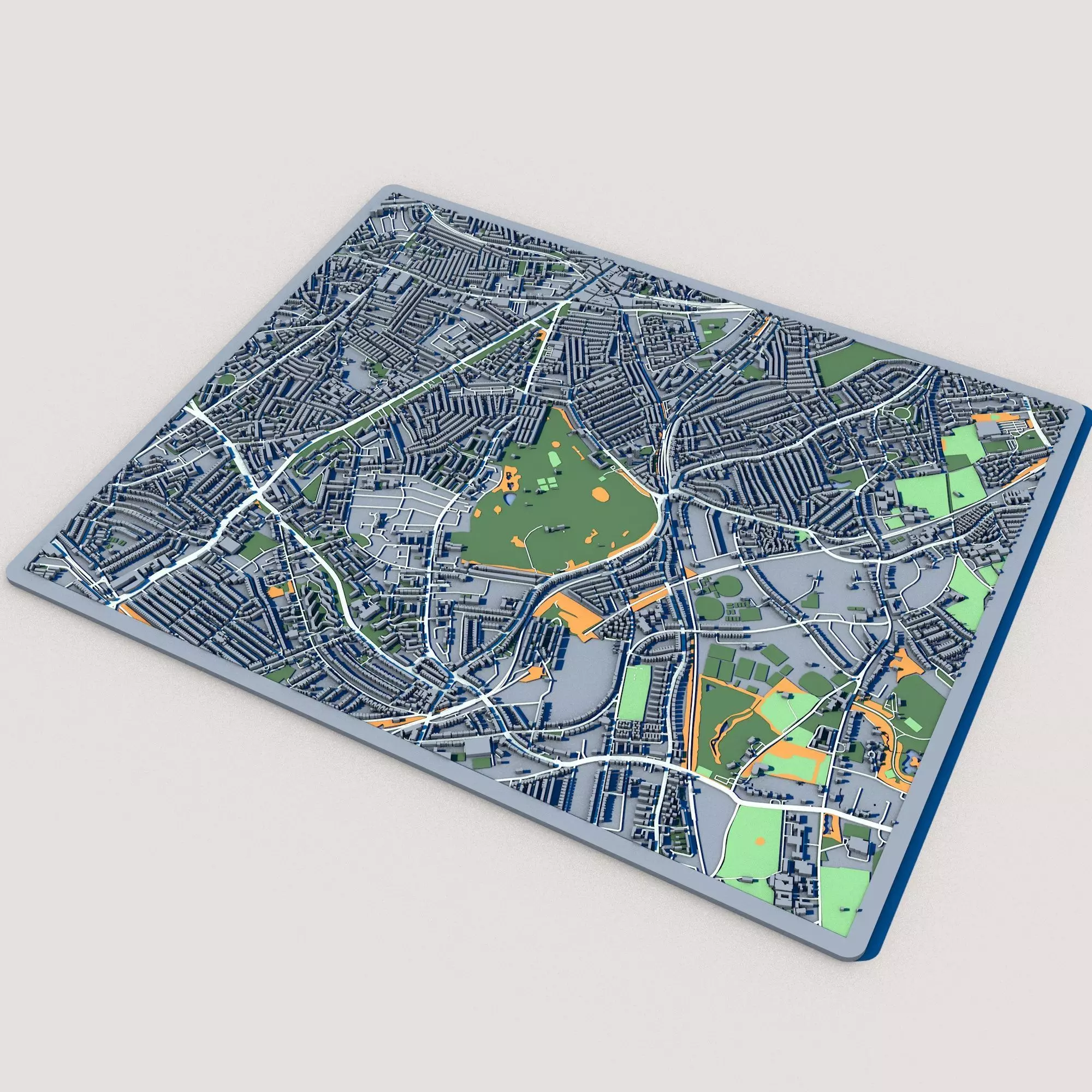 Brockwell Park London Victorian Park with Lido Gardens 3D model_0