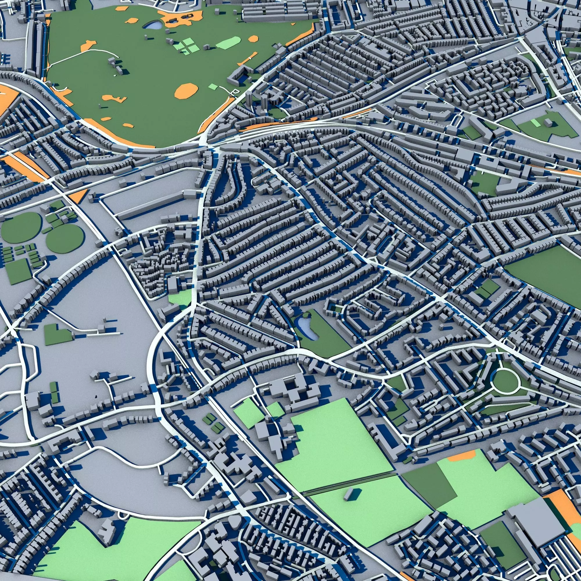 Brockwell Park London Victorian Park with Lido Gardens 3D model_3