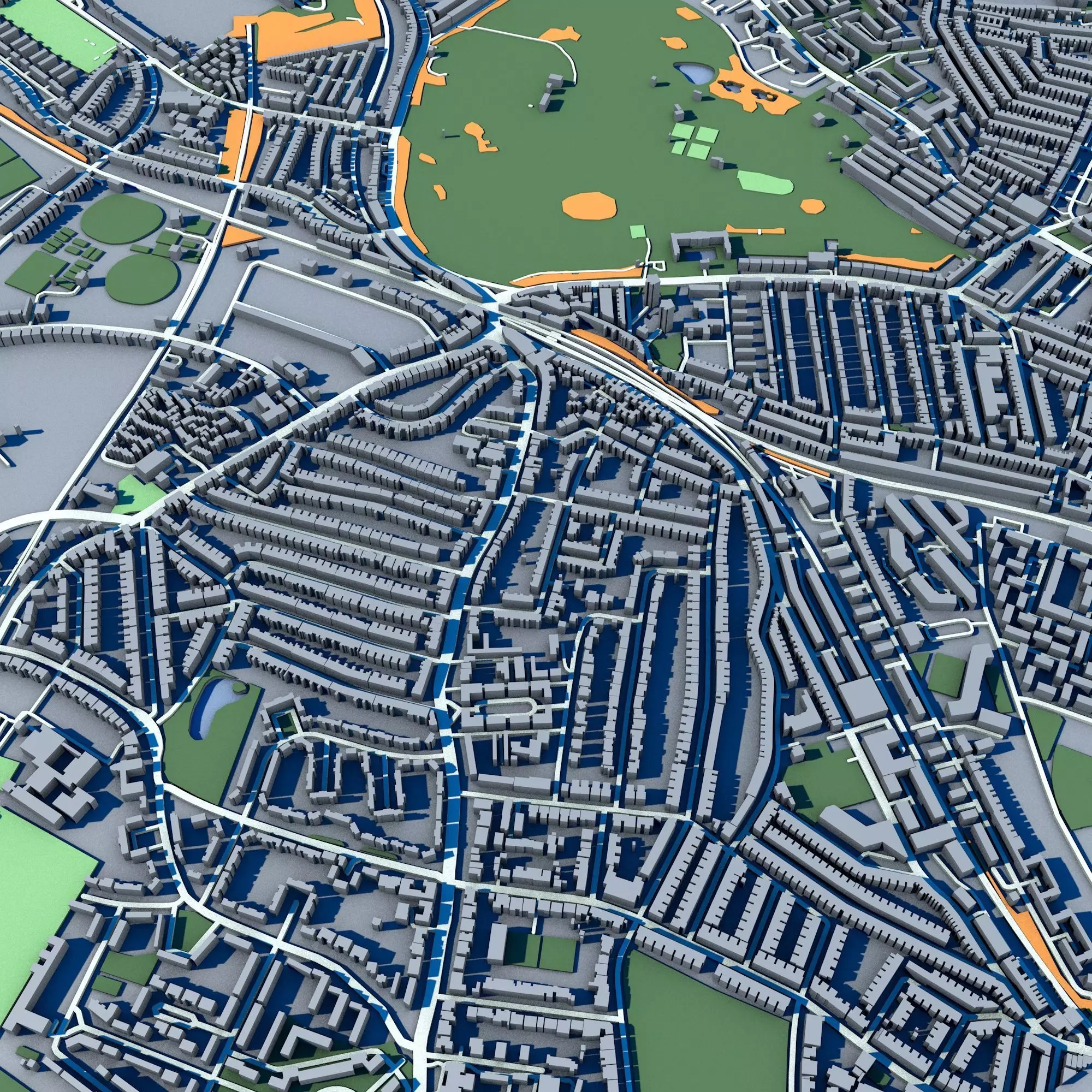 Brockwell Park London Victorian Park with Lido Gardens 3D model_4