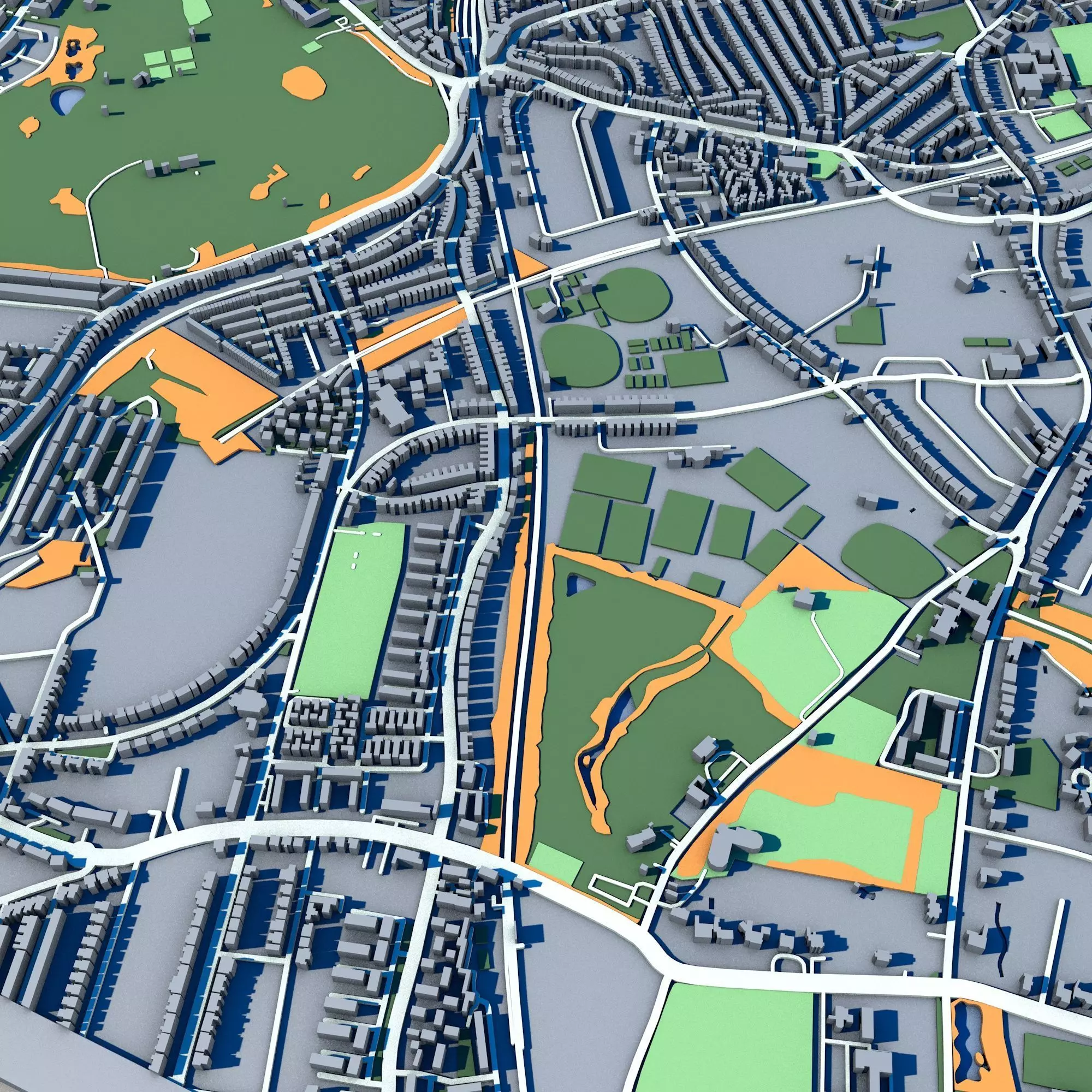 Brockwell Park London Victorian Park with Lido Gardens 3D model_2