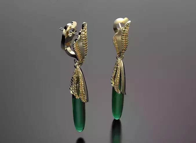 Earrings with one big unique stone 3D print model