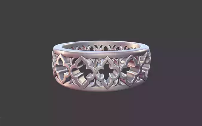 ornamental Gothic ring silver engraved detailed unisex ring v6