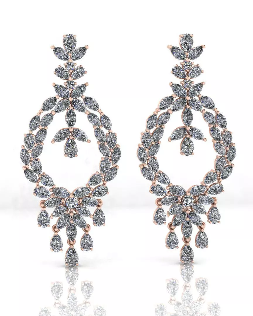 pear and marquise high jewelry earring 3D print model