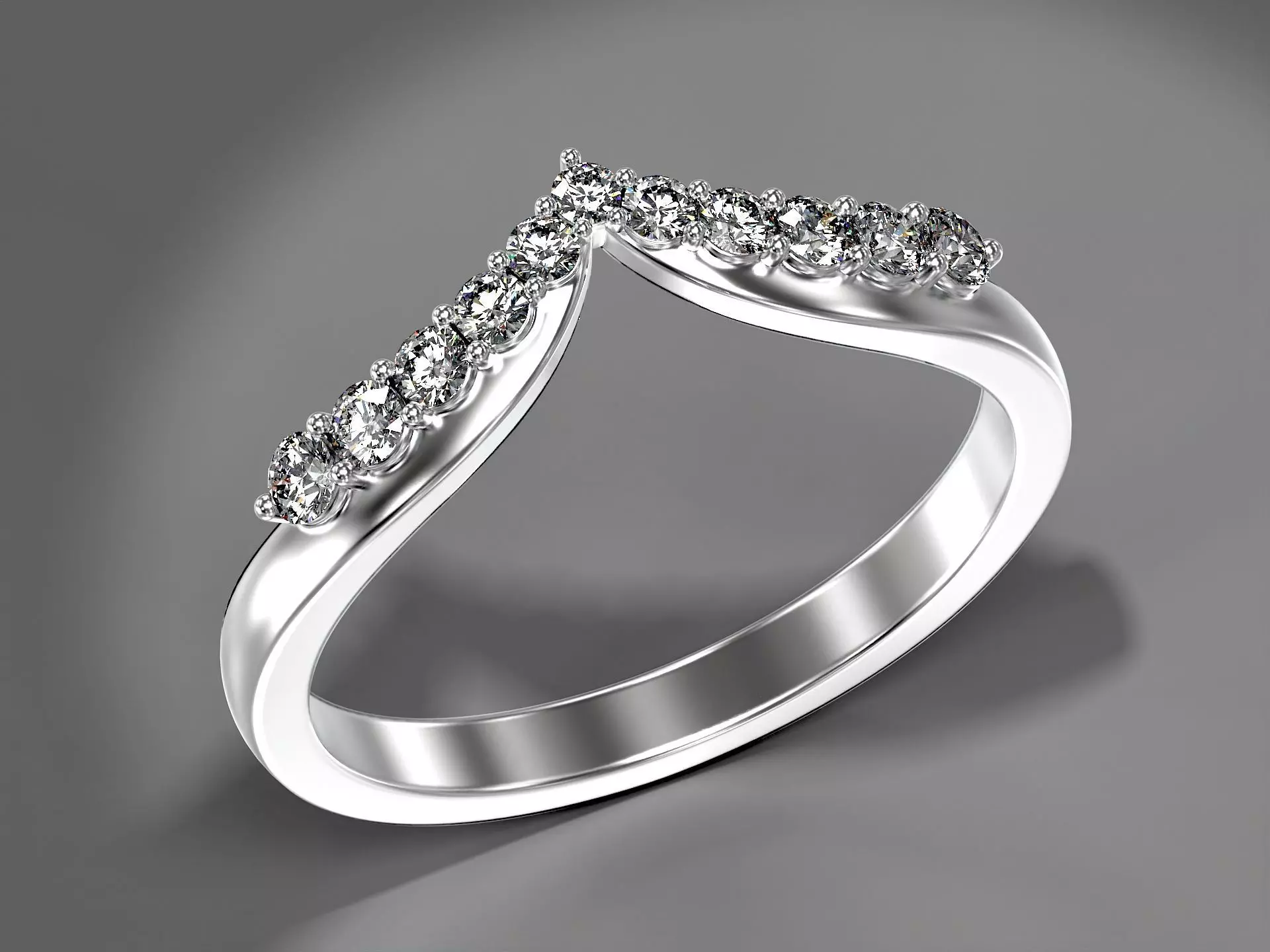 Elegant V Shape Chevron Diamond Engagement Ring 3D print model 3D print model