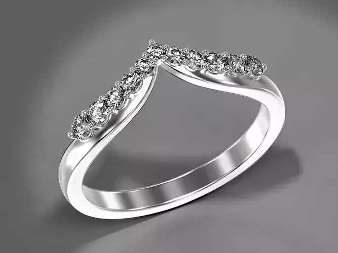 Elegant V Shape Chevron Diamond Engagement Ring 3D print model 