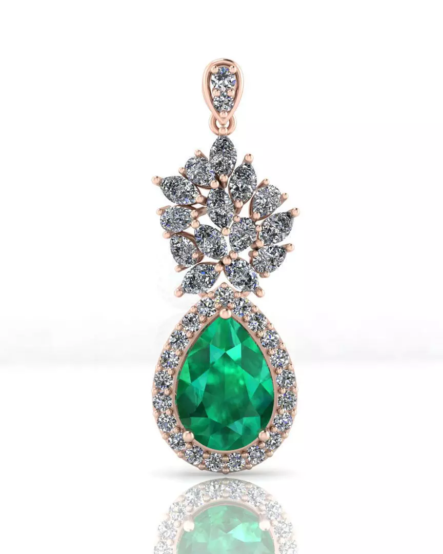 pear halo and marquise jewelry pendant 3D print model_0