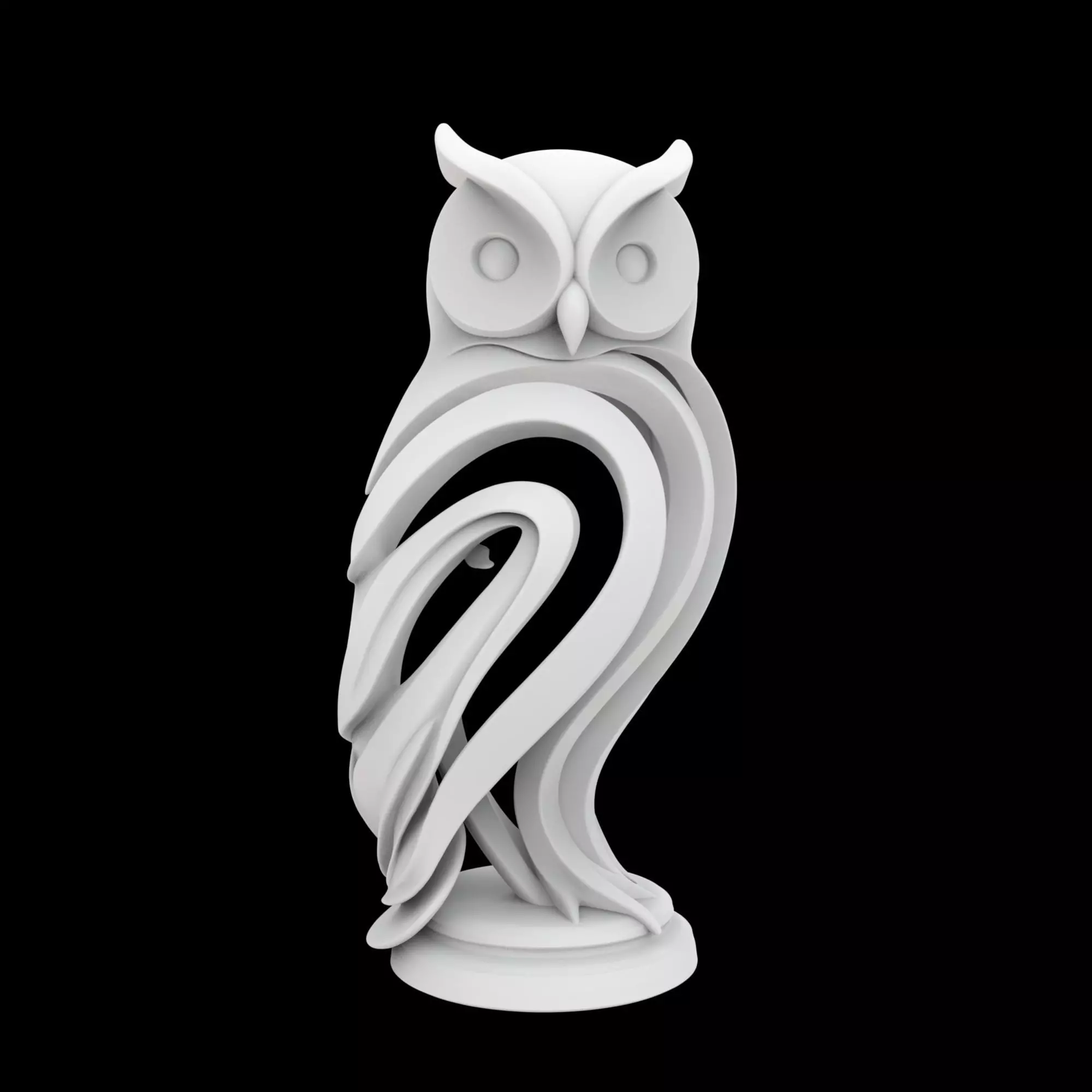 Elegant Owl Sculpture 3D Print Model 3D print model_6
