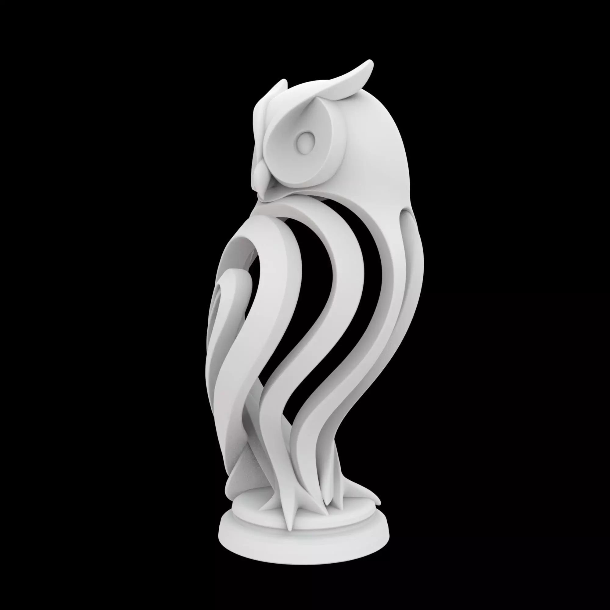 Elegant Owl Sculpture 3D Print Model 3D print model_1