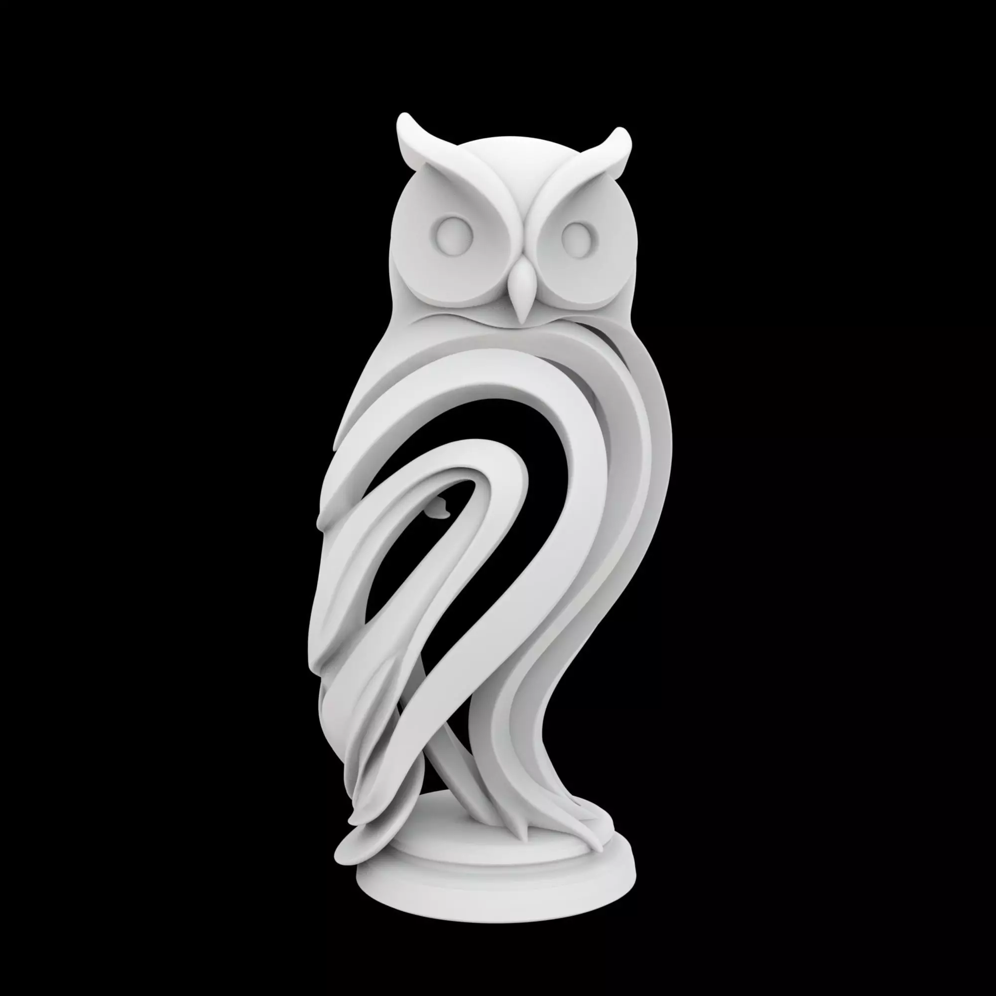 Elegant Owl Sculpture 3D Print Model 3D print model_0