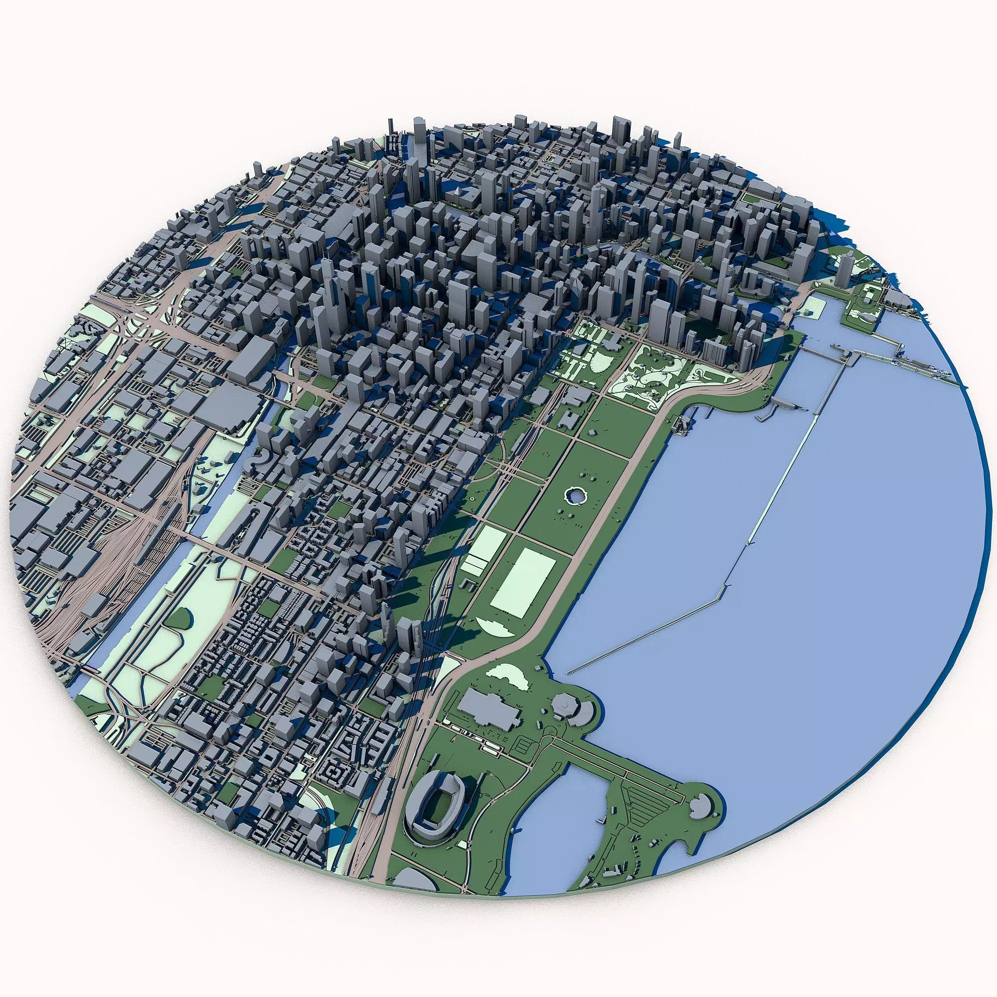 Chicago Cityscape Illinois Architecture Lake Michigan 3D model_0