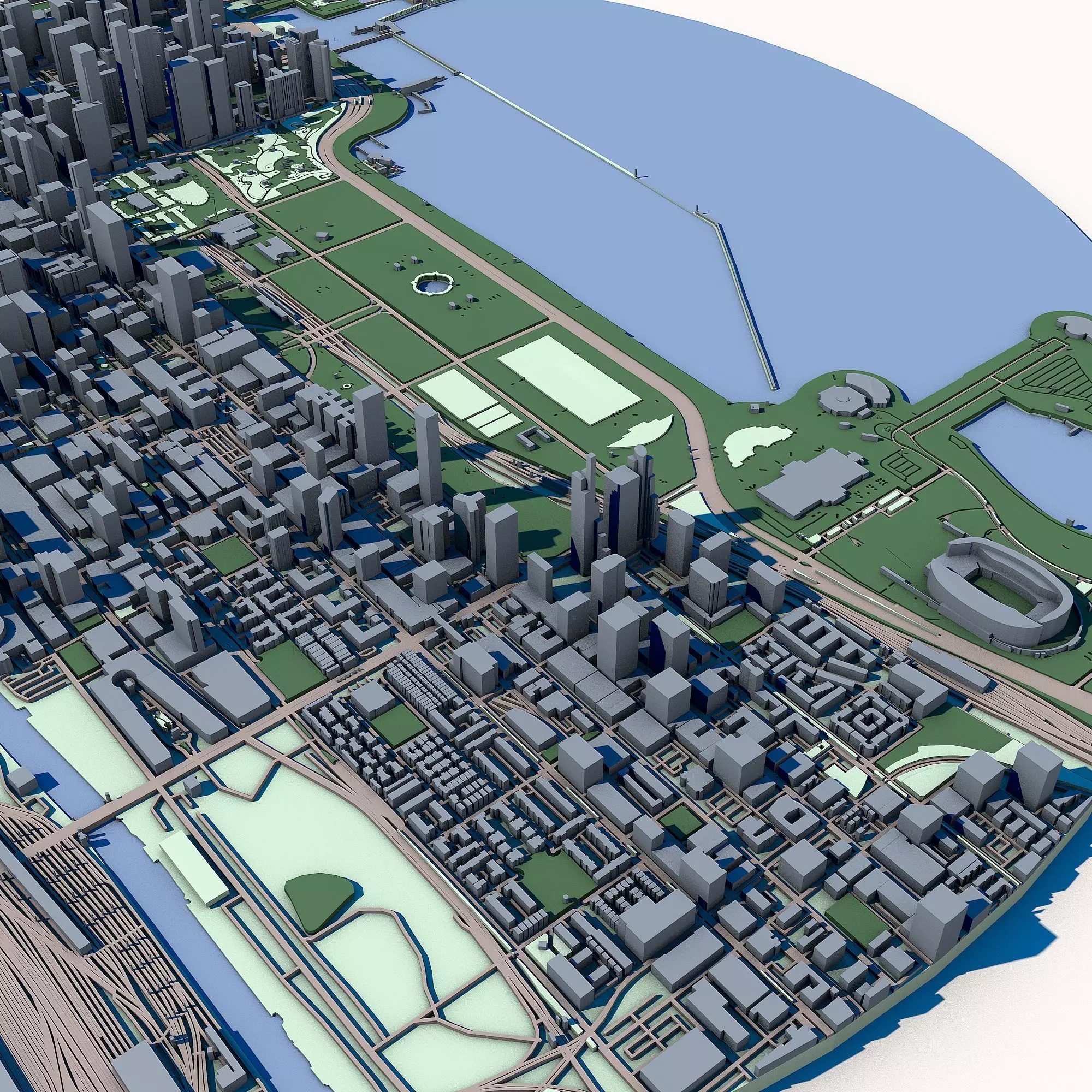 Chicago Cityscape Illinois Architecture Lake Michigan 3D model_2