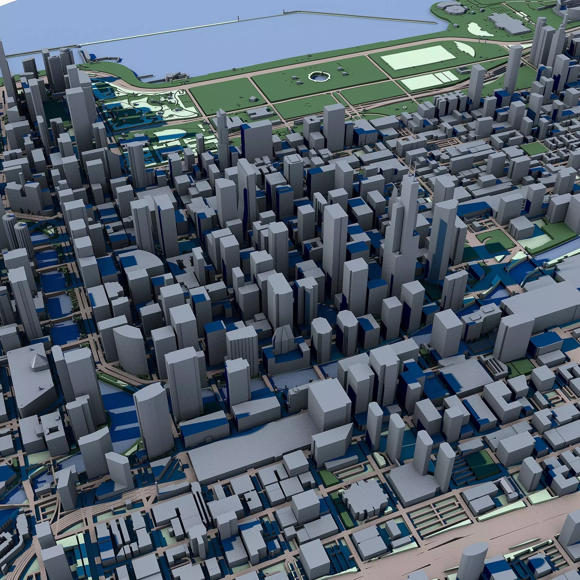 Chicago Cityscape Illinois Architecture Lake Michigan 3D model_4