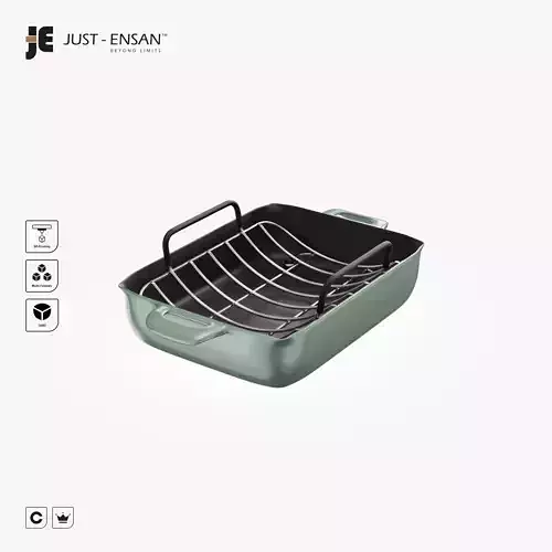 Premium Cast Aluminum Roaster with Stainless Steel Rack