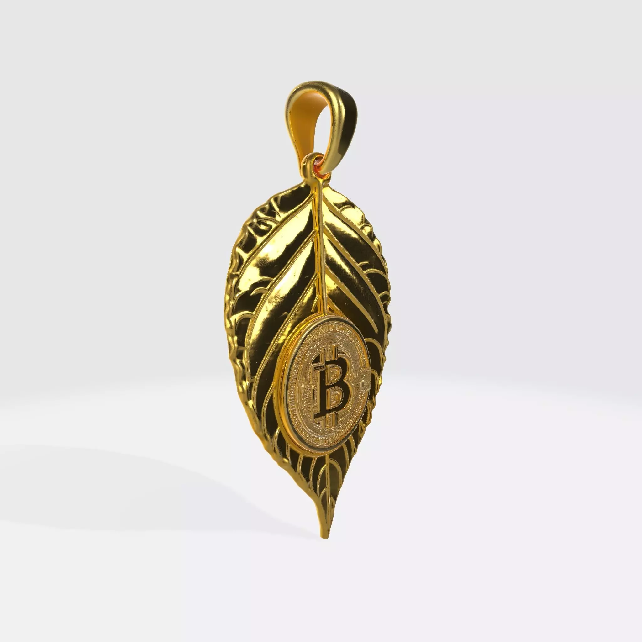 BTC Crypto Pendant Keychain 14 3D print model_1