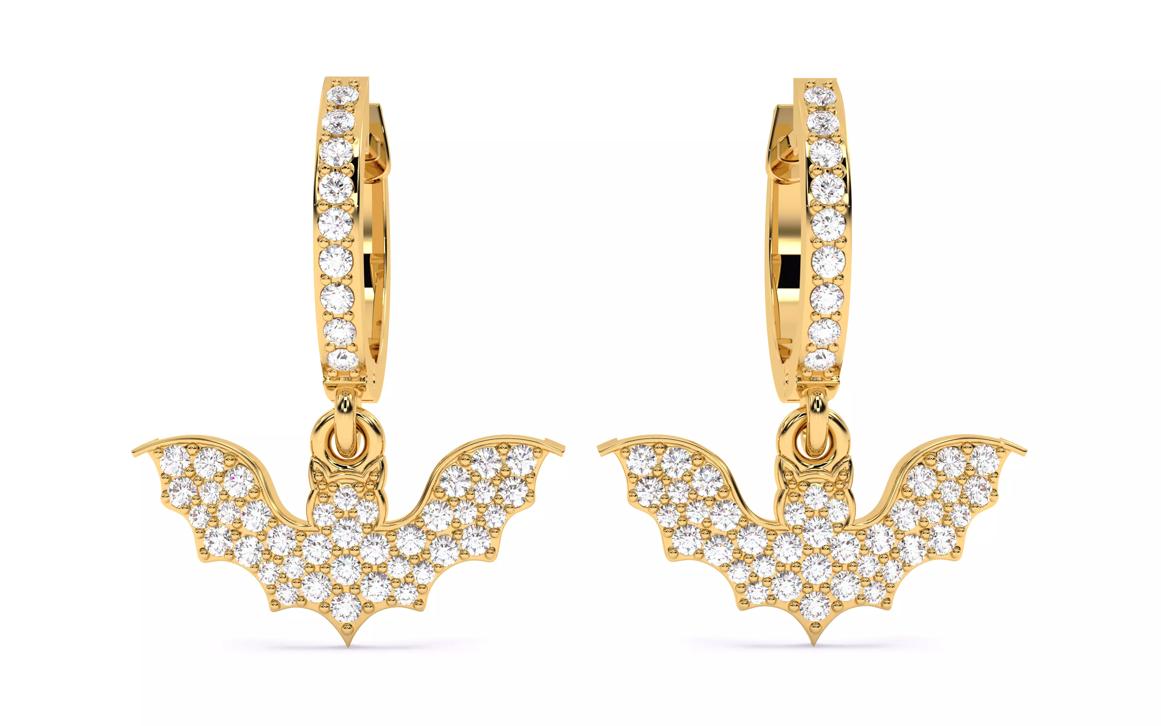 Halloween Bat Earrings 3dm stl renders details 3D print model_1