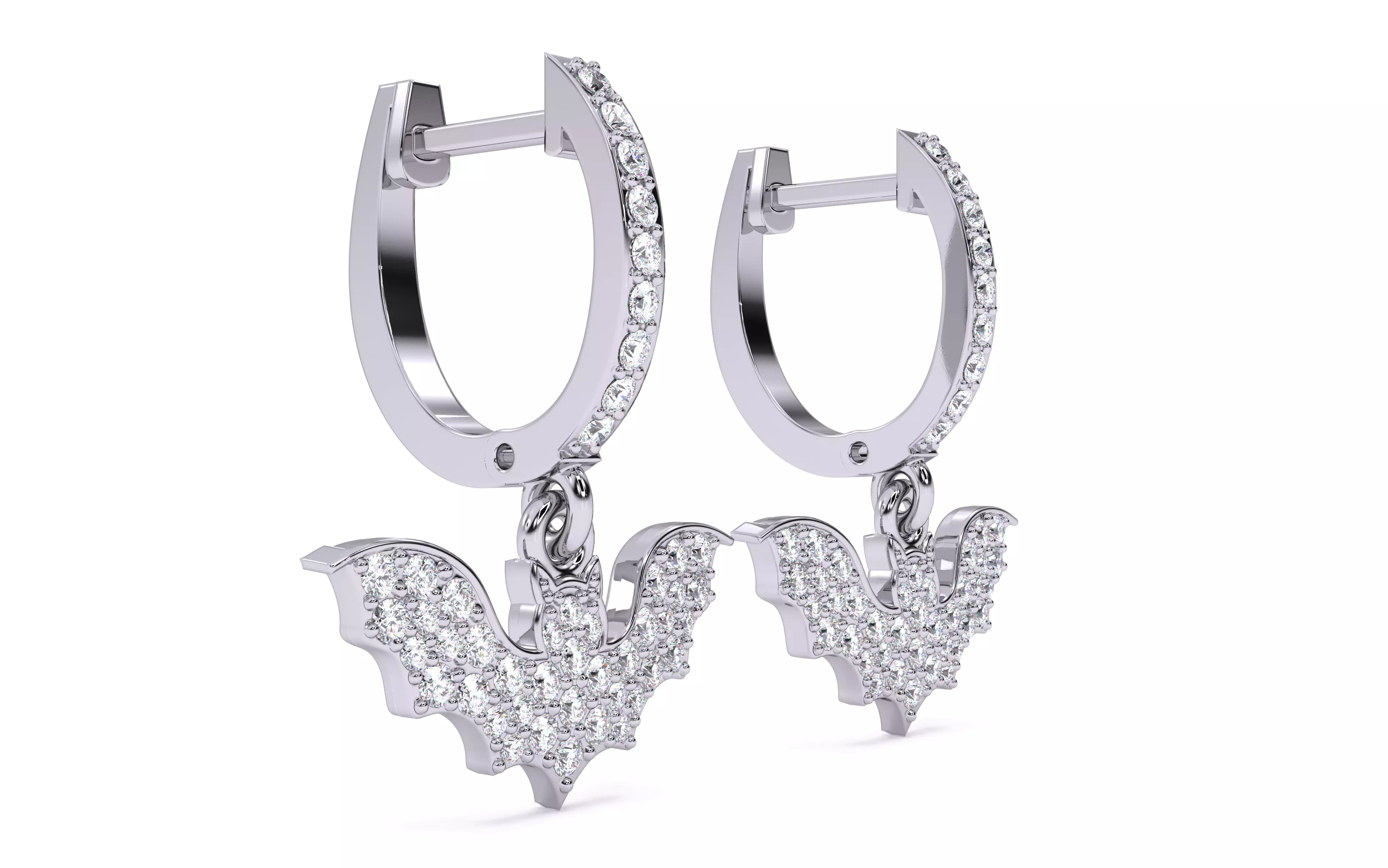 Halloween Bat Earrings 3dm stl renders details 3D print model_17